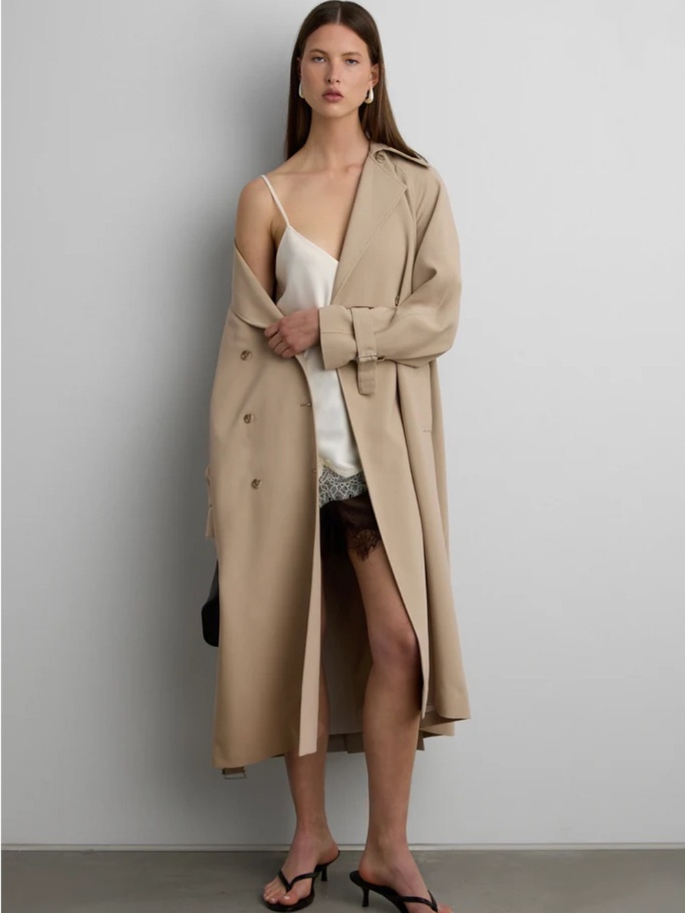 oak + fort oversized trenchcoat beige XS